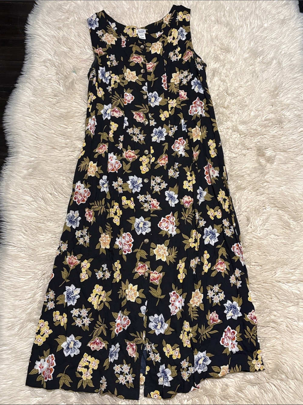 Black Floral Sleeveless Maxi Dress